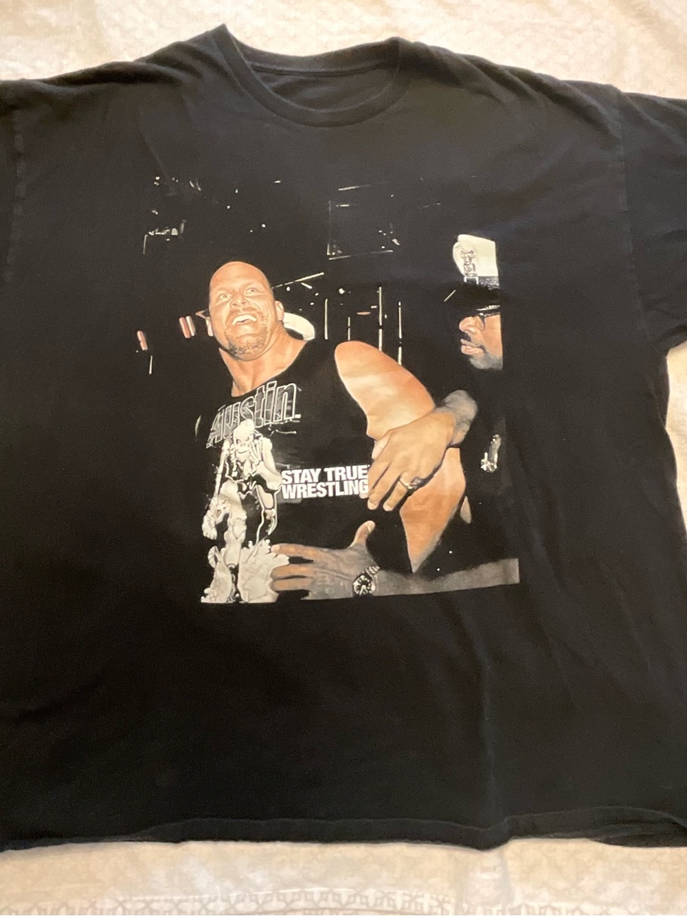 WWE Black Stay True Wrestling Graphic Tee with Photo Print